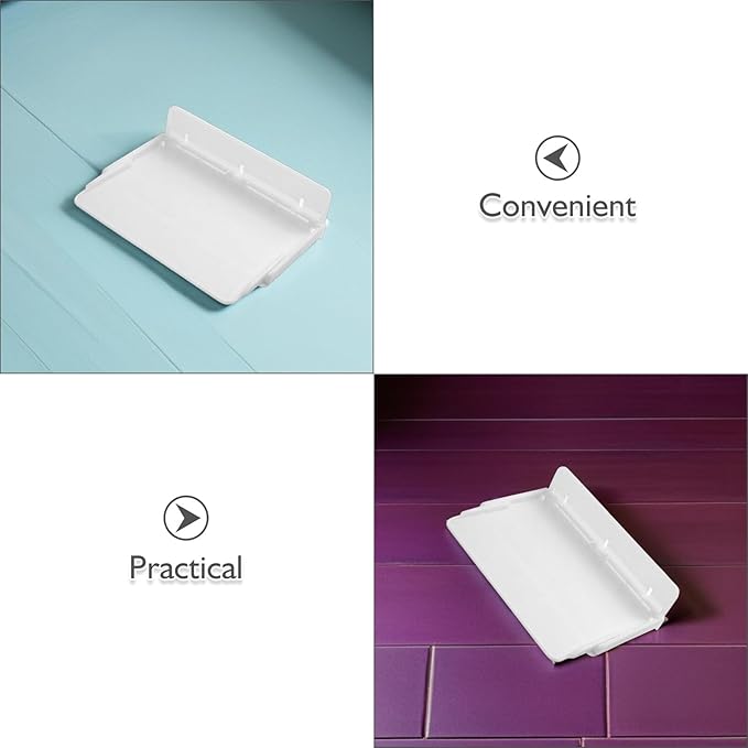 UPKOCH Foldable Floating Shelf for Wall, No Drill Stick On Bedside Organizer Tray, Renter Friendly Small Fold Down Ledge Shelves for RV Dorm Bedroom, White