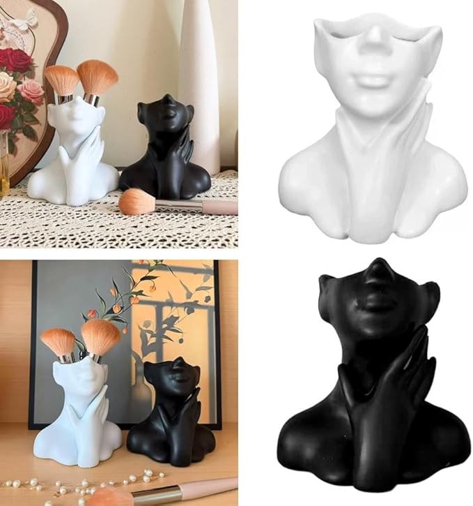 New Creative Human Body Art Vase Makeup Brush Pen Holder, Multi-Functional Desk Organizer Statue Ornament, Home Office Decor