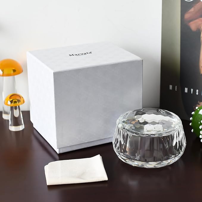 Crystal Jewelry Jar with Lids, Decorative Candy Dish, Multi-Purpose Clear Storage Container for Cosmetics, Snacks - Wedding Favor & Home Decor
