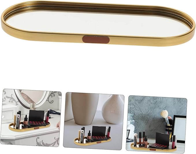 Hemobllo Mirror Tray Jewelry Dish Organizer Makeup Organizer for Vanity and Storage