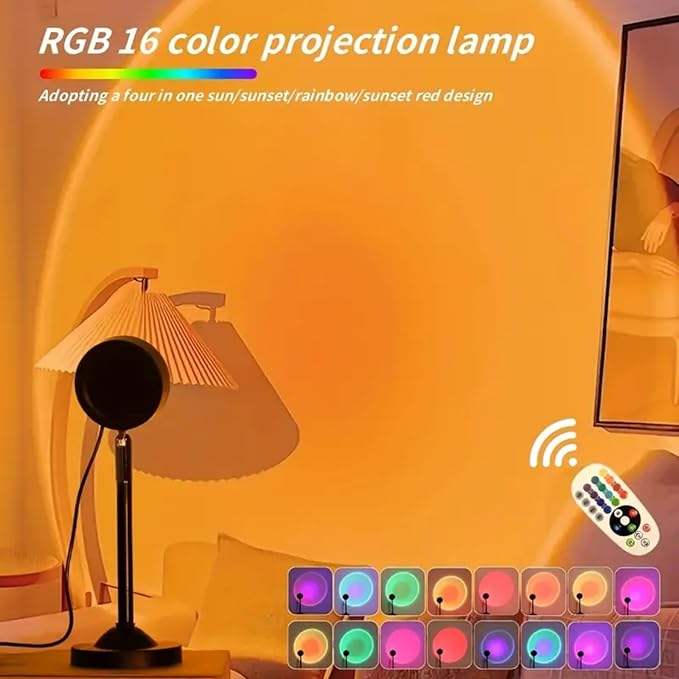 Sunset Lamp with APP & Remote Control,16 Colors Night Light 180° Rotation Rainbow 4 Modes Setting for Photography/Selfie/Party/Home/Living Room/Bedroom Decor, Gifts Women