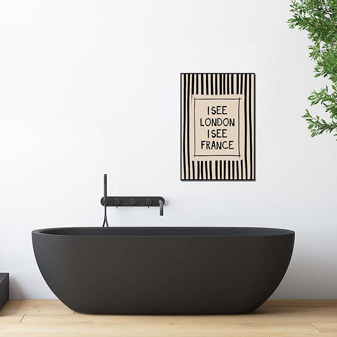 Funny Bathroom Canvas Wall Art Vintage Funny Toilet Quote Canvas Wall Art I See London I See France Print Minimalist Bathroom Poster Decor Quirky Humorous Artwork Prints for Toilet Restroom, Unframed