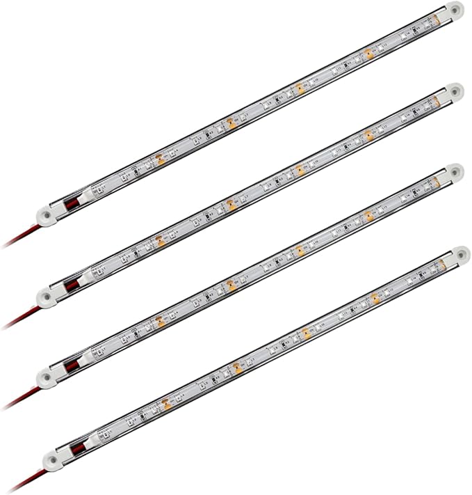LED Boat Interior Lights, 11.8 Inch White Colour Marine Strip Light, IP67 Waterproof Ambient Lamp for Yacht Fishing Pontoon Boat, 4 Pcs
