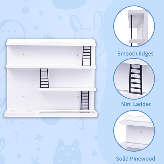 for Tonie Shelf Magnetic,for Tonie Storage Wall, Holds 50+ Characters Creative Magnetic Top & Back,Pinewood Floating Shelves for Wall,Dedicated Charging Slot for Tonebox,4 Tier – White Color