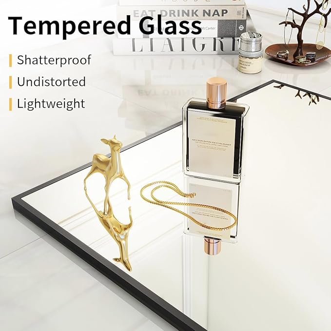 VooBang 68" x 22" Full Length Mirror, Floor Body Mirror with Stand Aluminum Alloy Frame, Standing Hanging or Leaning for Bedroom Living Room, Black