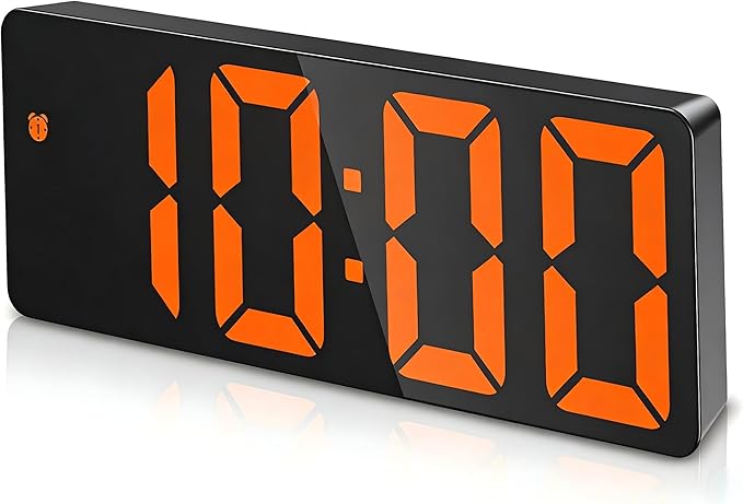 AMIR Digital Alarm Clock, LED Clock for Bedroom, Electronic Desktop Clock with Temperature Display, Adjustable Brightness, Voice Control, 12/24H, 6.3" Large Display for Home, Bedroom, Office