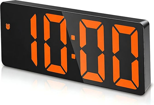 AMIR Digital Alarm Clock, LED Clock for Bedroom, Electronic Desktop Clock with Temperature Display, Adjustable Brightness, Voice Control, 12/24H, 6.3" Large Display for Home, Bedroom, Office