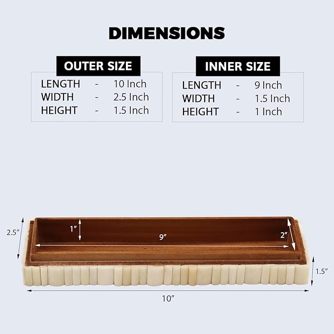 Handicrafts Home Decorative Remote Holder Box 10x2.5 – Slim Organizer Box with Lid for TV Remotes, Coffee Table Décor, Modern Shelf Box, Boho Home Décor Accent, Black and White Decorative Storage Box