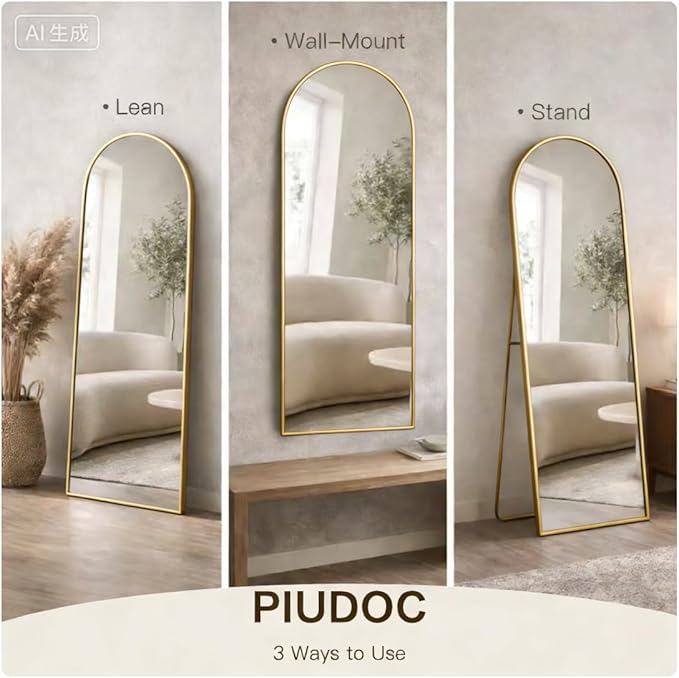 58"x19"Floor Mirror Full Length,Arched Full Length Mirror with Stand,Full Body Mirror,Hanging or Large Leaning for Bedroom Living Room Gold