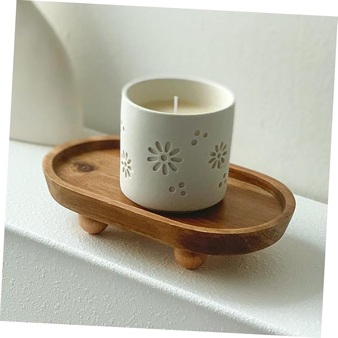 Wooden Decorative Tray Jewelry Display Plate Perfume Stand Organizer Makeup Tray for Entryway Storage and Photo Props