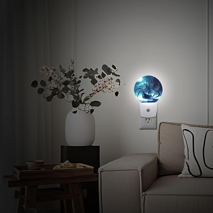 Octopus Boat Night Light Plug-in Sleep Lamp Led Dusk to Dawn Night Light for Bedroom