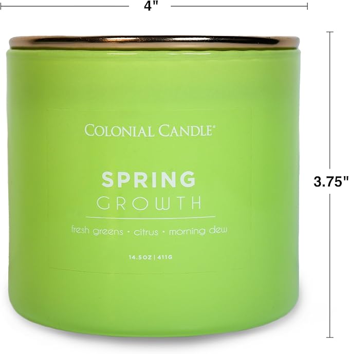 Colonial Candle Spring Growth Scented Jar Candle, Pop of Color Collection, 3 Wick, 14.5 oz - Up to 60 Hours Burn