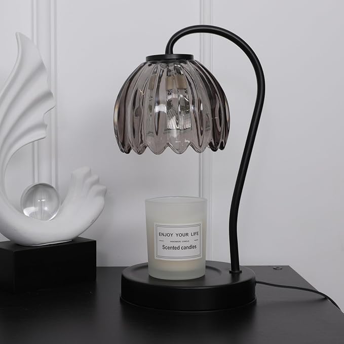 Fragrance Candle Warmer Lamp, Dimmable Candle Warmer with Timer & 2 Bulbs, Vintage Black-Gray Candle Lamp, Wax Warmer Lamp for Jar Candles, Birthday Gift for Women New Home Decor