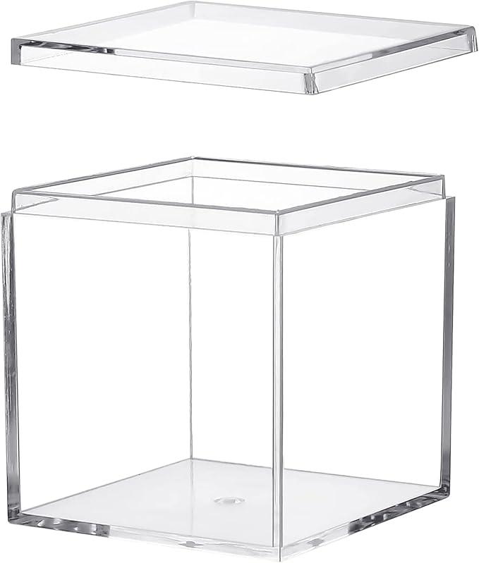 KissYou Acrylic Box Clear Boxes with Lid for Display Small Acrylic Square Cube Jewelry Storage Boxes Graduation Wedding Birthday Candy Boxes Party Decoration Decorative Box