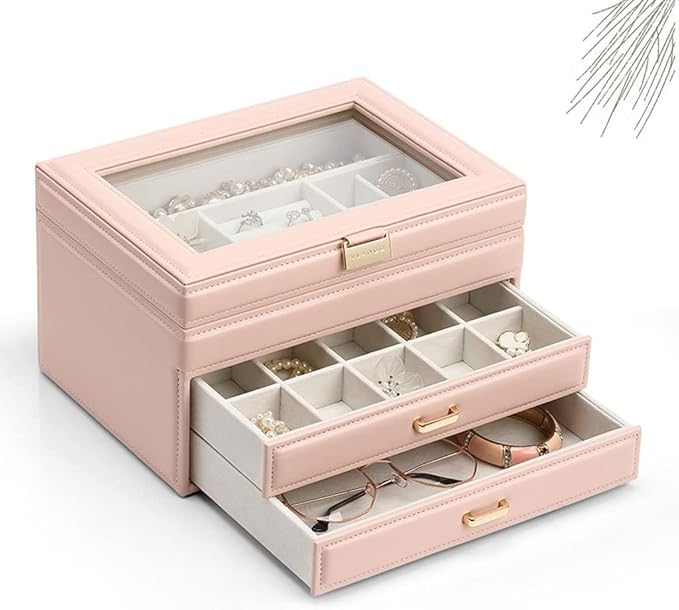 Makeup Organizers Artificial Leather Jewelry Box Drawer Storage Box Ring Earring Necklace Bracelet Watch Storage Box Multilayer Jewelry Box Jewelry Case