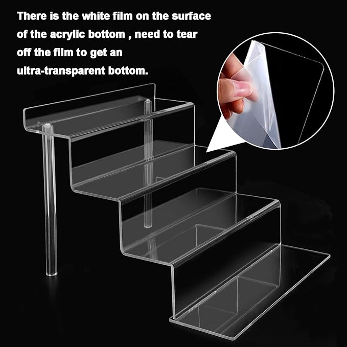 Cerpourt 4 Tier 9" Acrylic Riser Display Shelf - 2 Sets Clear Organizer for Perfume, FUNKO POP, Decoration and Collection Stand