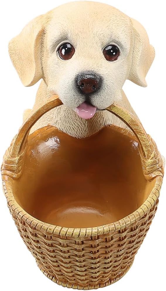Dog Resin Storage Basket, Desktop Organizer for Remote & Keys, Cute Home Decor Tray, Ideal present for Pet Lovers.(Labrador Cream)