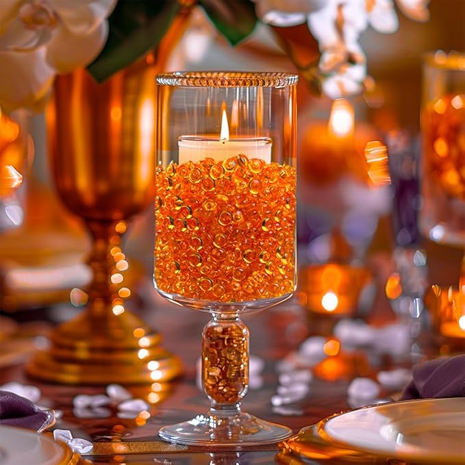 HappyFiller 4400 Pcs Orange Acrylic Mini Discs 0.28 Inch,Home Kitchen Room Decorative Vase Fillers,Fishbowl,Flat Slime Beads,Sensory Bin Table,Centerpieces,Candle Holder,Party Confetti
