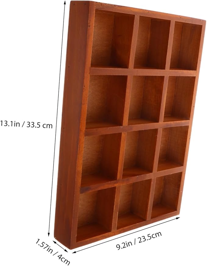 PRETYZOOM Wooden Jewelry Box Compartments Vintage Makeup Case Retro Desktop Organizer Earring Holder Decorative Storage for Home