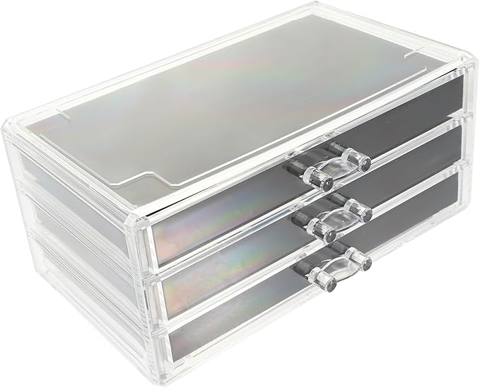 PartyKindom Jewelry Storage Box for Earrings Necklaces Compact Multi-layer Organizer for Makeup Accessories Elegant Display Case for Dressing Table
