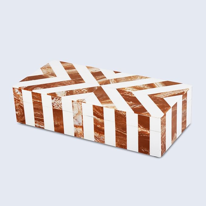 Handicrafts Home Decorative Storage Box 10x4.5 – Remote Control Holder, Jewelry Organizer, Modern Decorative Box with Lid, Boho Chic Home Décor Accent, Vintage Memory Box for Living Room Shelf Décor