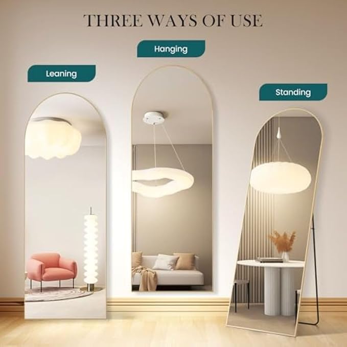 NEWBULIG Full Length Mirror, Full Body Floor Mirror with Aluminum Alloy Thin Frame, Wall or Standing Mirror for Bedroom, Living Room, Dressing Room