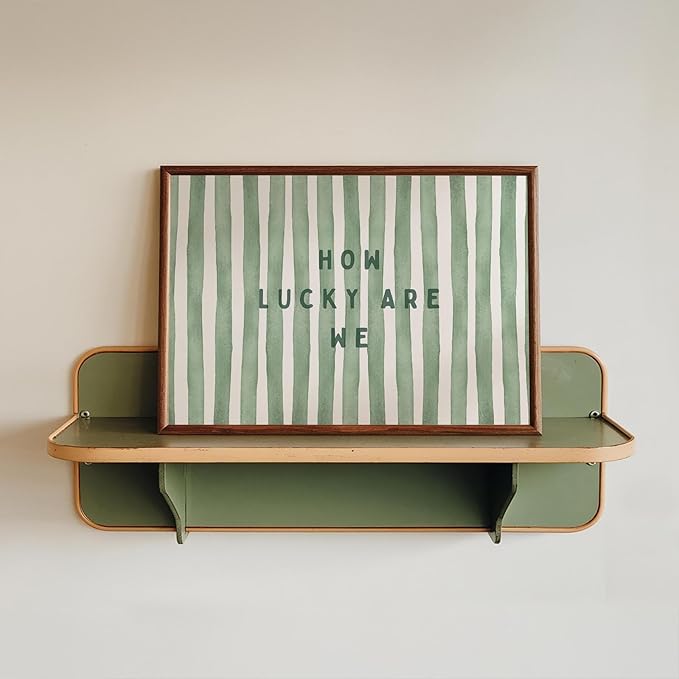 Trendy Wall Art How Lucky are We Positive Quote Inspirational Poster Canvas Print Green Preppy Wall Art Minimalist Girly Aesthetic Room Decor for Bedroom Office Apartment Dorm, Unframed 24"x16"