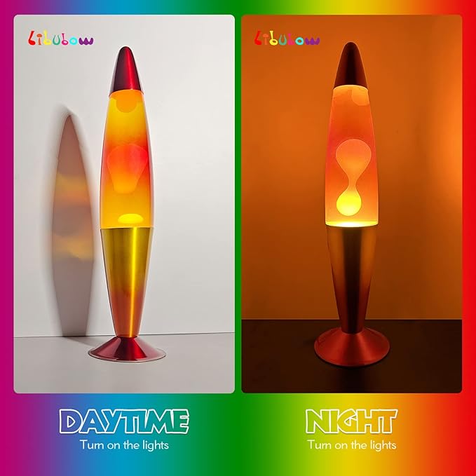 16 Inch Rainbow Motion Lamp with 2 Bulbs, Sunset Sunrise Lamp, Night Light Mood Lighting for Adults, Home Room Office Decor, Present for Birthday Anniversary, Yellow Orange Red