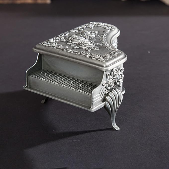 Abaodam Metal Jewelry Box Small 6x8.5x5 Cm Retro Style Engraved Rose Ring and Earring Storage Case European Style Steel Makeup Organizer for Women Home Use