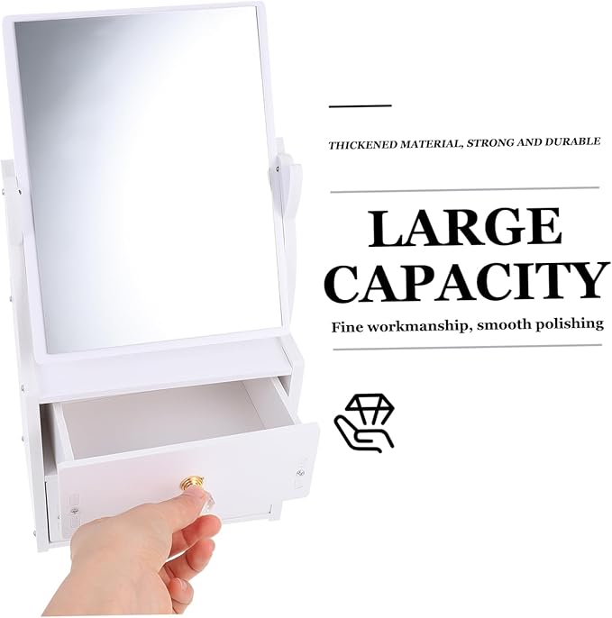 Stackable Makeup Organizer Storage Box Countertop Makeup Mirror for Women Table Mirror