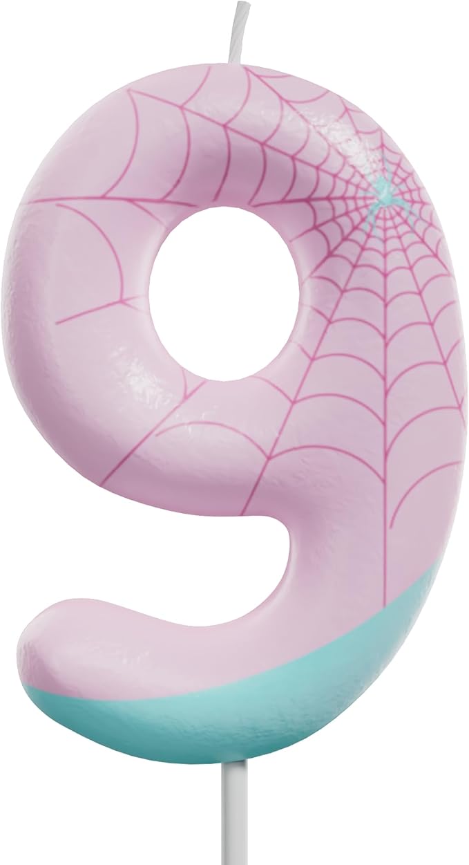 Pink Spider Birthday Number Candles – Multi-Color Decorative Cake Toppers for Kids Party & Celebration (Pink, 9)