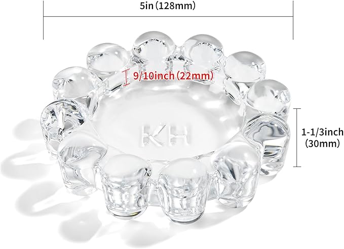 khtumeware Chic Clear Bubble Glass Candle Dish – Modern Clear Glass Candle Holder for Tealights & Diffusers, Decorative Tray for Home & Tabletop Decor（1 Pack）