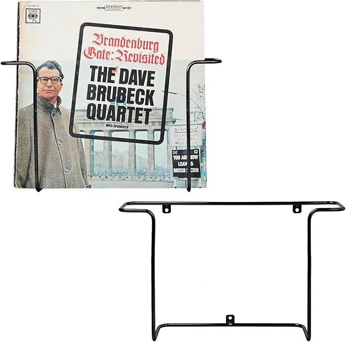 MyGift 2-Pack Vinyl Wall Mount Holder - Floating Record Shelf for Vinyl Display, Black Metal Record Wall Display Shelves
