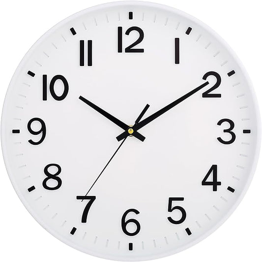 HZDHCLH White Wall Clocks Battery Operated 12 inch Silent Non Ticking Modern Wall Clock for Living Room Bedroom Kitchen Office Decor