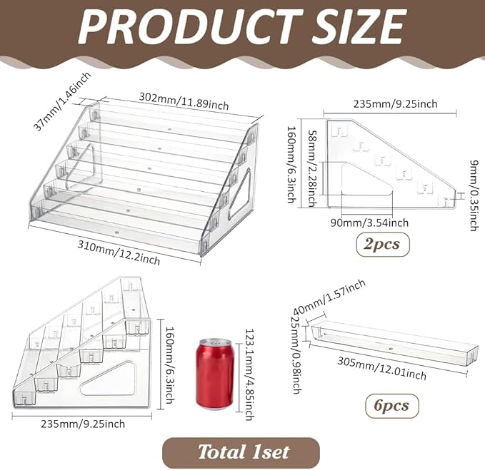 FINGERINSPIRE 6 Tier Acrylic Riser Display Stands 12.20x9.25x6.30Inch Clear Acrylic Badge Display Shelves Makeup Organizer Perfume Organizer Shelf for Figure Anime Badge Cupcake Candy Food