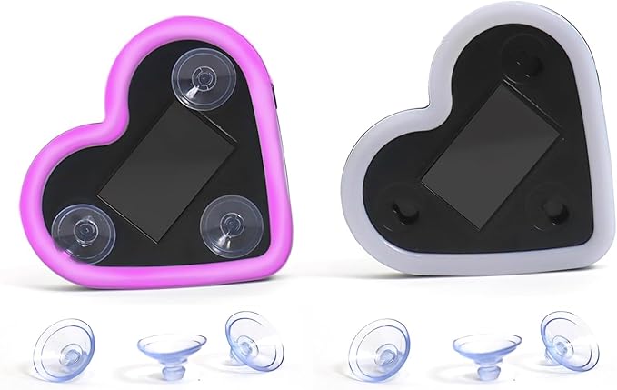 2Pcs Solar Powered Heart Light for Car, LED Wireless Ambient Lamp with 6 Modes & Vibration Sensor Can Automatically Power The Light On, Romantic Ambient Gift for Couples (Pink)