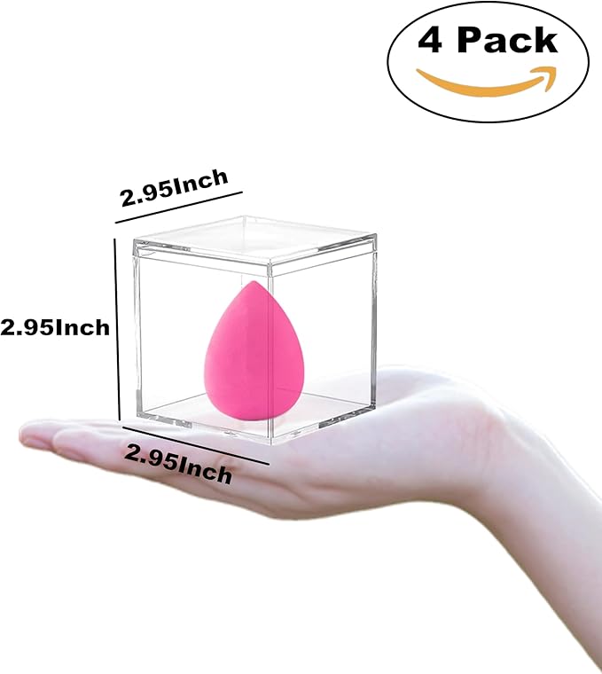 KissYou Clear Acrylic Boxes,4 Pack Lucite Boxes for Party Decoration Gifts Weddings Graduatio Party Favors Treats, Candies & Accessories Plastic Storage Boxes