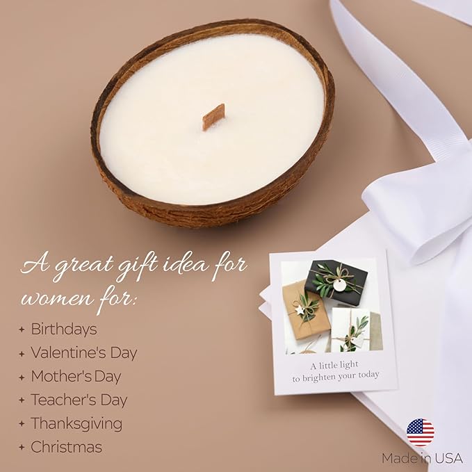 – Scented Candles Clearance | Coconut Shell Soy Wax Candle with Wooden Wick | Candles for Home Décor | Gift Idea for Women (1, Caramel Island)