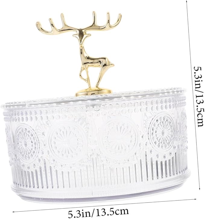 UKCOCO Embossed Transparent Jewelry Case with Lid Multi Functional Makeup Organizer and Candy Storage Box Portable Keepsake Trinket Dish for Rings Earrings Necklaces Decorative Home Decor