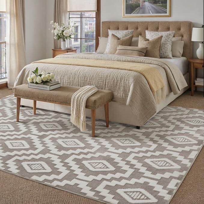 PureCozy Super Soft Shag Rug 5x7 for Living Room Modern Brown Washable Large Area Rugs High Pile Non-Shedding Throw Rugs Non Slip Indoor Office Carpet for Playroom Bedroom Home Aesthetic Decor