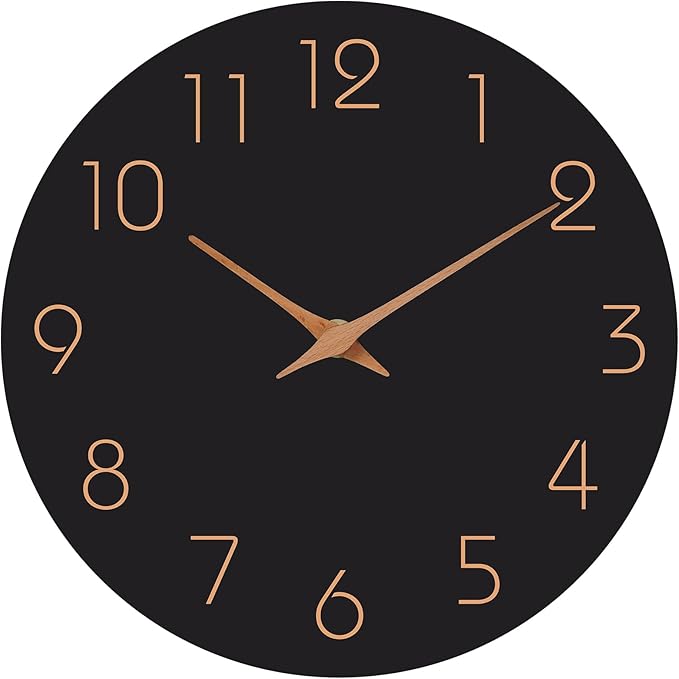 Mosewa Large Wall Clock 18 Inch Black Battery Operated Silent Non Ticking Simple Minimalist Rose Gold Numbers Clock Decorative for Bedroom Living Room Kitchen Home Office