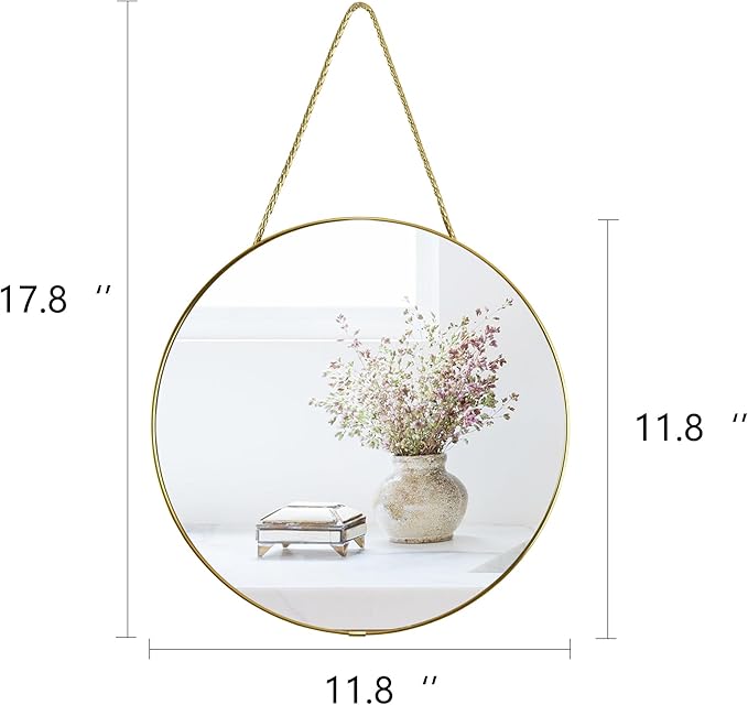 YCHMIR 11.8-inch Small Round Wall Mirror, Gold Bathroom Mirror