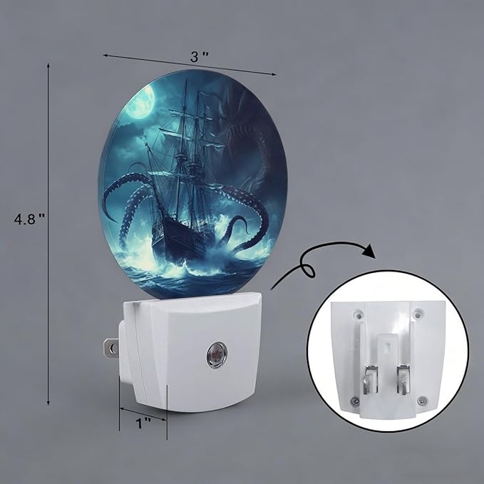Octopus Boat Night Light Plug-in Sleep Lamp Led Dusk to Dawn Night Light for Bedroom