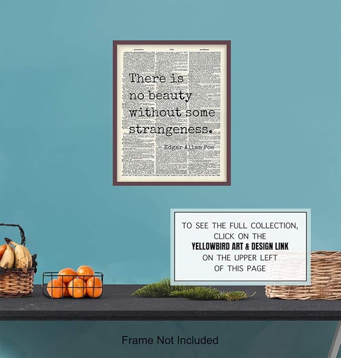 Edgar Allan Poe Quote 8x10 Dictionary Art Wall Decor Picture - Upcycled Vintage Retro Decoration for Home, Office, Apartment, Living Room, Bedroom, Bathroom - Gift for Poetry Fans