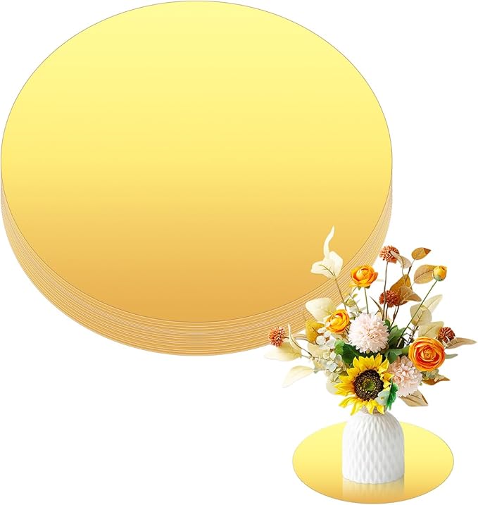 14 Pcs Acrylic Round Mirror for Tables Centerpieces, 12 inch Circle Mirror Tiles Tray for Wedding Wall Home Living Room Bedroom Decor, Small for Crafts (12in/30cm)