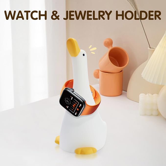 Duck Night Light Silicone Cute Dorm Bedroom Home Decor Night Light for Breastfeeding Squishy Duck Nightlight Cordless Rechargeable Dimmable Touch Fun Bedside Desk Lamp for Christmas Gifts (Dream Duck)