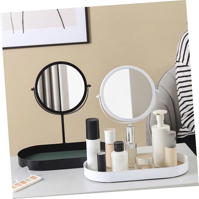 Cabilock Makeup Mirror for Home with Storage Plate 1pcs Black Wear-Resistant Vanity Mirror Indoor Cosmetics Organizer for Women Bedroom Dressing Table