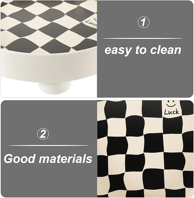 FRCOLOR Large Nordic Style Black and White Checkerboard Storage Tray Decorative Vanity Tray for Jewelry Perfume Makeup Organizer Desktop Storage Plate