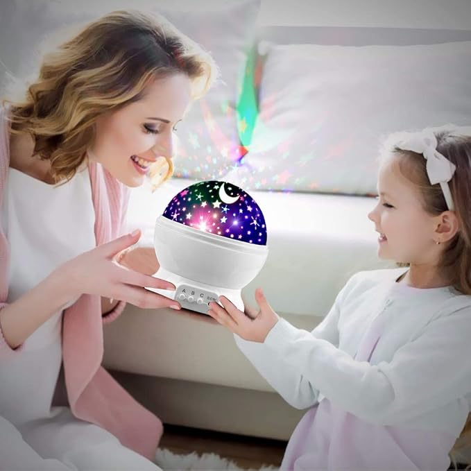 MOKOQI Star Projector Night Lights for Kids, Birthday Gifts for 3 4 5 Year Old Girls and Boys, Projection Lamp for Kids Bedroom Ceiling, Stars and Moon for Child Asleep Peacefully (White)
