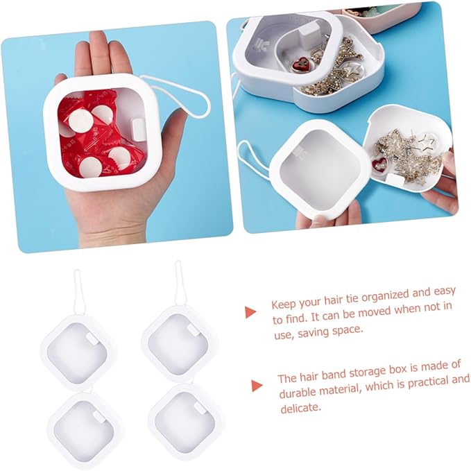 PRETYZOOM 4pcs Portable Jewelry Box Organizer Makeup Organizers Storage Hair Tie Holder for Travel Vanity